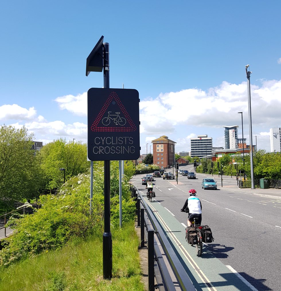 Cycle warning sign in Southampton